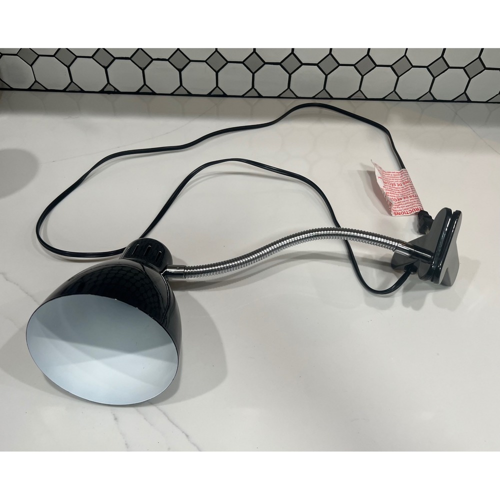 Black Clip On Desk Lamp Flexible Gooseneck Portable Clamp Light for Reading Bed